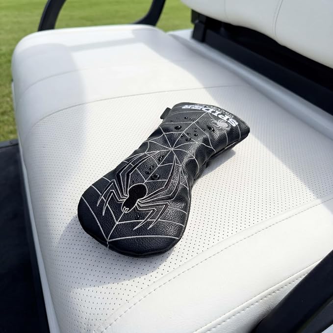 Vesperlux Spider Golf Headcovers Driver Wood Hybrid Iron | Waterproof Leather, Magnetic Putter Cover, Anti-Slip Fit, Full Protection, Durable, Fits Alignment Stick, Men's Golf Gift