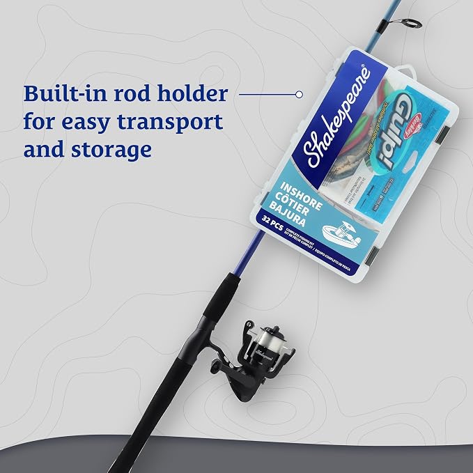Shakespeare Catch More Fish Spinning Reel and Fishing Rod Combo with Kit