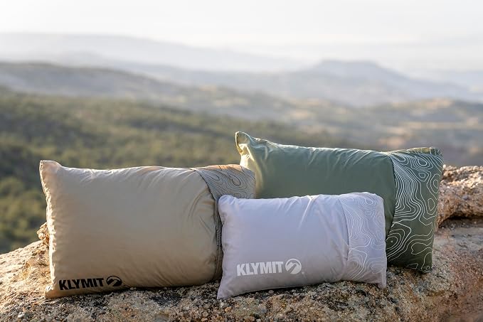 KLYMIT Drift Camping Pillow | Lightweight, Travel Head Rest for Sleep Filled with Shredded Memory Foam, Reversible Outer Cover for Extended Use, Regular Size — Orchid