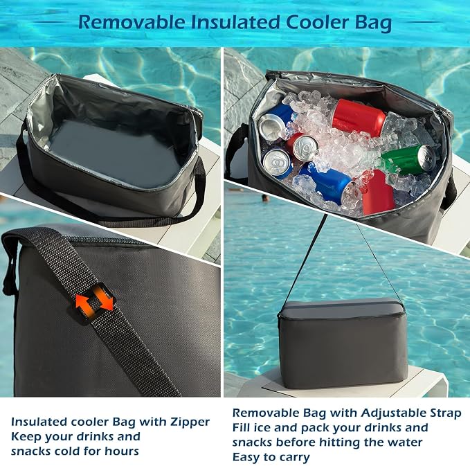 Jasonwell Inflatable River Tube Float - 2 Person Heavy Duty River Float Pool Floats with Removable Cooler Lake Water Tubes for Floating River Raft Lounge Floatie with 2 Cup Holders for Adults (D-Blue)