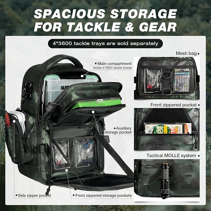 Ghosthorn Fishing Backpack Waterproof Tackle Bag Sling Bag Gift