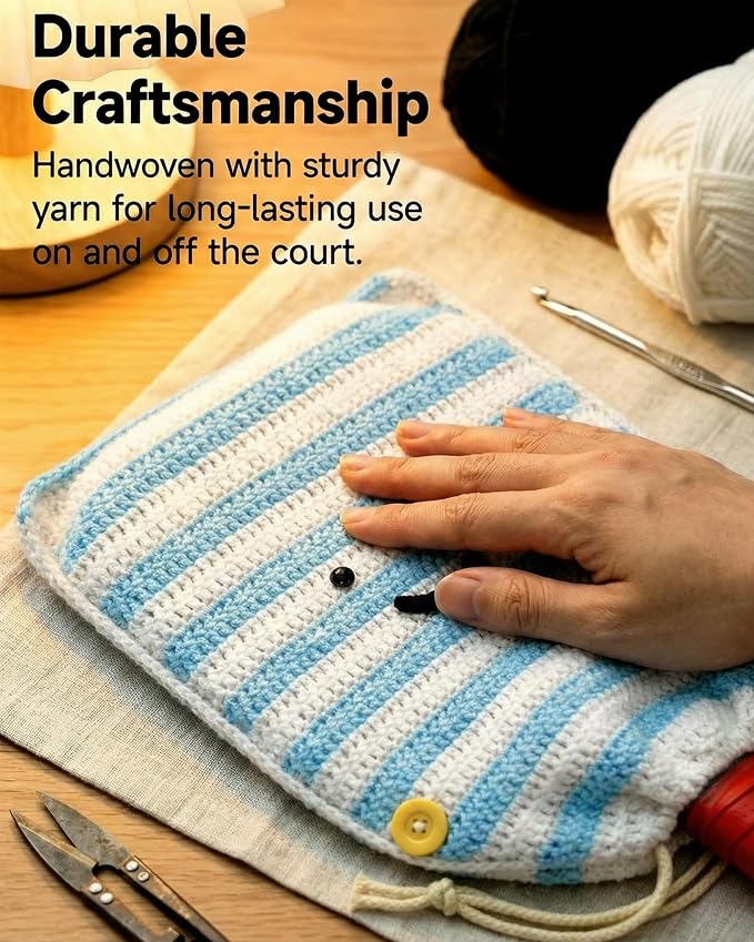 Crochet Pickleball Paddle Cover Gift - Handmade Case for Women&Men - Cute Accessories with Prensent Bag - Ready to Wrap for Players, Friends & Family, Thoughtful Holiday Crochet Set