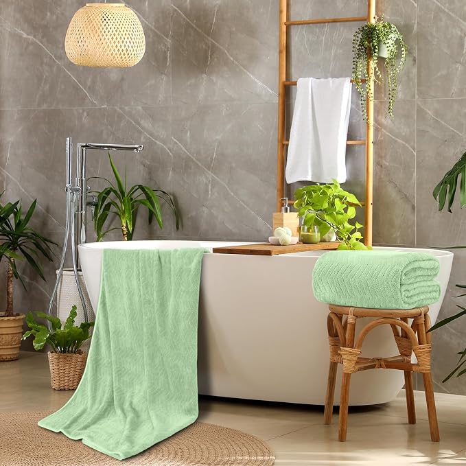 SmoothNovelty 2 Pack Bath Sheets 40 x 80 Inch Oversized Jumbo Extra Large Towels Quick Dry Coral Fleece Absorbent Soft Lightweight XL Shower Towels for Home Gym Travel Beach Spa Pool Hotel (Green)