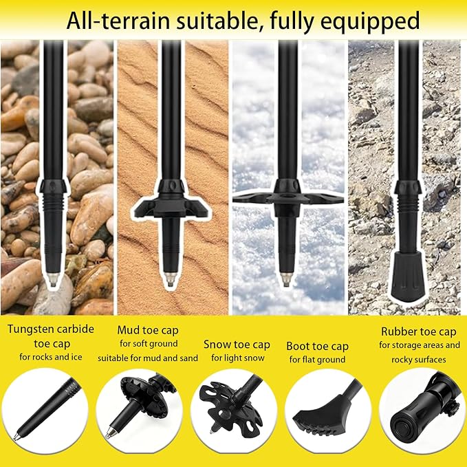 Trekking Poles Hiking Sticks - Lightweight Aluminum Adjustable Telescopic Walking Poles with Cork Grips & Metal Flip Lock for Men Women, Backpacking, Camping, Mountain Climbing