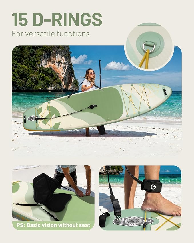 CETANA Extra Wide Inflatable Paddle Board 11'6 x 35" x 6", 450LB High Weight Capacity Wide Stable Stand Up Paddle Board for Beginners, 2–3 Person Large Paddleboard with 3 Fins, Dual Bungee, 15 D Rings