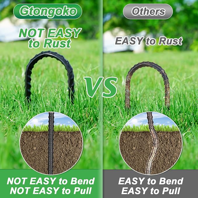 Gtongoko Trampoline Stakes Heavy Duty, 12/16 Inch U-Shaped Ground Anchors, 8mm Galvanized Steel Rebar Wind Stakes for Trampoline Safety, Anti-Rust Outdoor Stakes for Trampoline, Tent, Swing Set