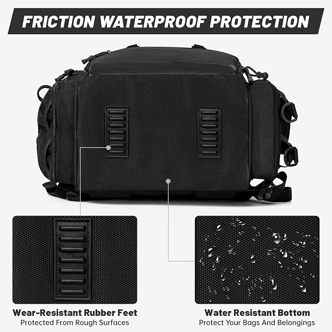 40L Fishing Backpack Water Resistant Fishing Tackle Bag with 2 Rod Holders, Tackle Storage Bag for Anglers(Black,Bag Only)