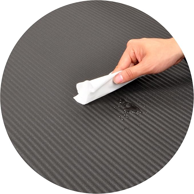 Fitvids 1-Inch Extra Thick High Density Anti-Tear Exercise Yoga Mat with Carrying Strap, Black