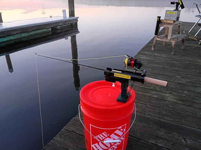 SUNFRAN Hooksetter | Auto Hook-Setting Rod Holder for Ice Fishing & Open Water Tip-Up/Tip-Down Replacement | Mounts on Bucket Lid, Boat or RV wall | Automatic Hook Setter