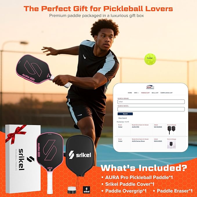 Pickleball Paddles, Raw T700 Carbon Fiber Pickleball Paddle, 16mm Power Polymer Core, Professional Rackets for Great Spin, Control & Precision Shots, USAPA Approved