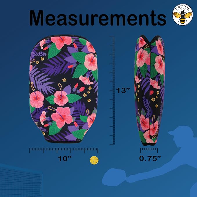 BeeJos Hawaiian Collection: Premium Slip-On Pickleball Paddle Cover-Fits Standard Size Paddles-Zipperless (Paddle not Included)