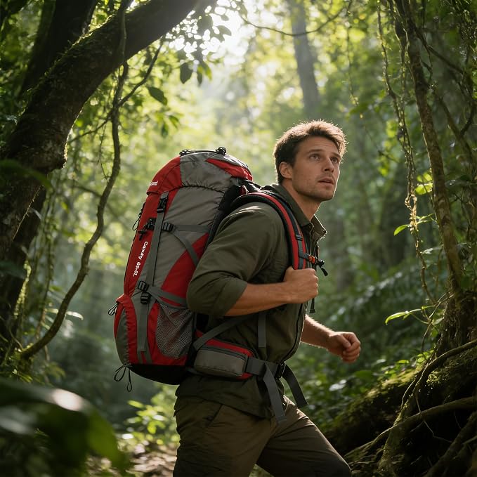 70L Camping Hiking Backpack with Rain Cover Waterproof Backpacking Backpack for Hiking Treeking Climbing Outdoor