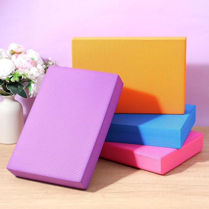 4 Pcs Balance Pad Foam Pad Yoga Mat Trainer Non Slip Cushion Exercise Knee Mat for Women Men Dancing Balance Training Workouts Yoga Physical Therapy, 11.81 x 7.0 x 2 Inch