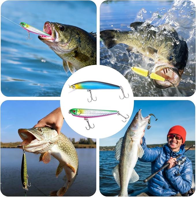 Jaylene 16.5Inch Fishing Backpack with Tackle Boxes, Fishing Backpack with Rod Holder, Waterproof Sling Tackle Bag For Gear With Lures, Pliers, Fish Lip Gripper Gifts for Men（103PCS Tool Kit）