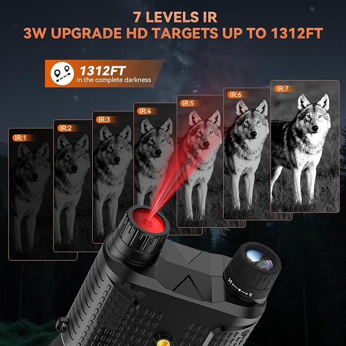 Night Vision Goggles Head Mounted for Adults, 1312FT Rechargeable Infrared Digital Binoculars, 2.7"Large Screen, 8X Digital Zoom, 7-Level Infrared, Night-Vision Goggles with 32GB TF Card, Head Strap