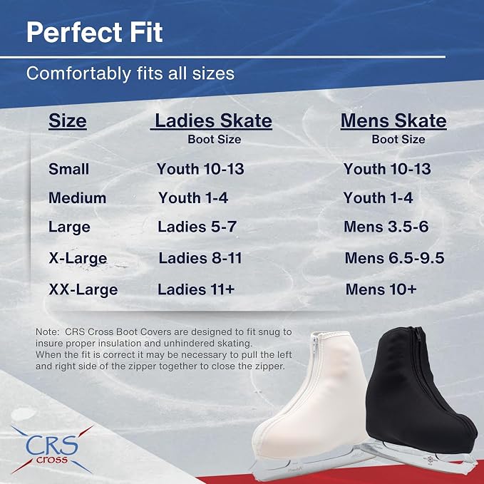 CRS Cross Thermal Ice Skate Boot Covers. Insulated Warm Neoprene Thermal Covers for Ice Skating, Roller, Hockey and Figure Skates.