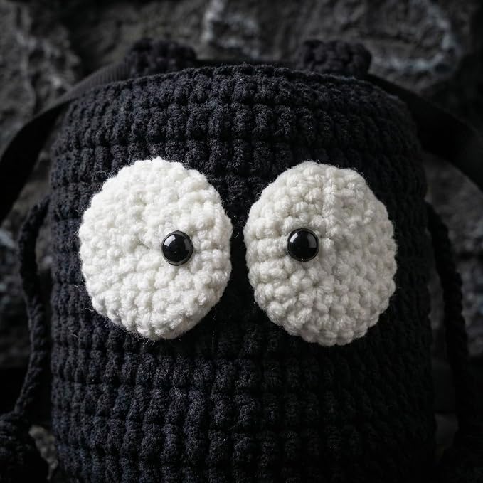 Handmade Crochet Rock Climbing Chalk Bag, Fun Plush Animal Chalk Pouch with Drawstring, Adjustable Waist Belt for Indoor Outdoor Bouldering Sport Climbing