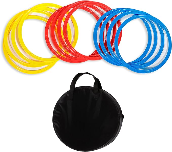 Speed & Agility Training Rings - Set of 12 - with Carrycase - by Trademark Innovations