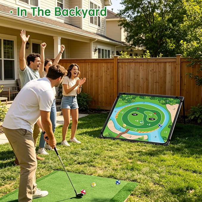 Golf Chipping Game - Portable Golf Practice Set for Indoor & Outdoor Lawn Play! Enjoy Backyard, Beach & Office Parties - Fantastic Golf Gifts for Men+ Golf Club