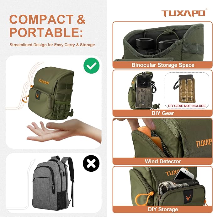 Binocular Harness Chest Pack with Rangefinder Pouch Bino Case for Hunting Hiking Shooting