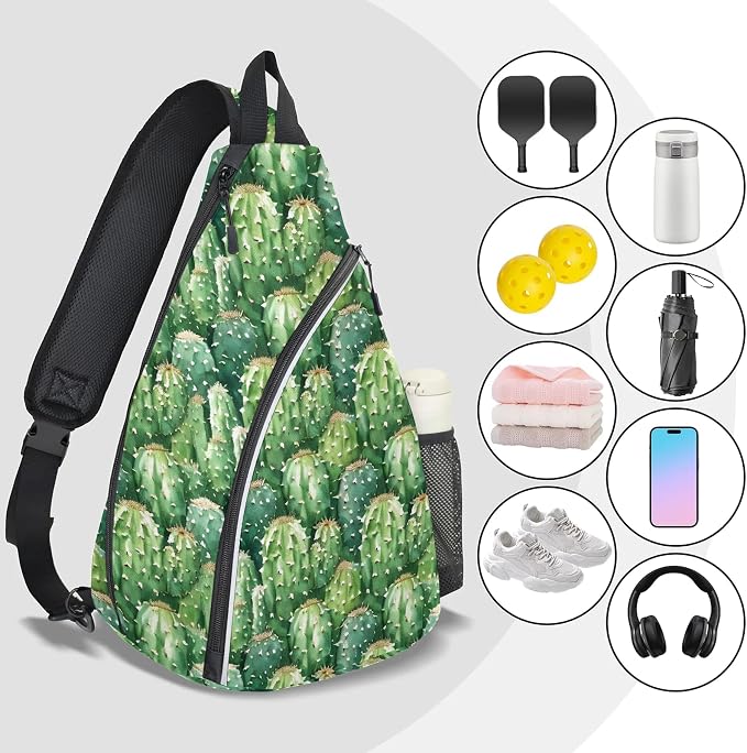 Pickleball Bag for Women Men Adjustable Crossbody Sling Backpack Hold Paddle Accessories