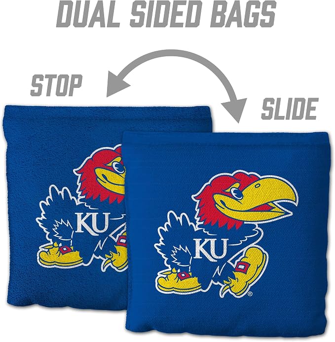 YouTheFan Officially-Licensed NCAA Set of 8 Cornhole Bags - All Weather Dual Sided Slide & Stop - Regulation Size with Carry case