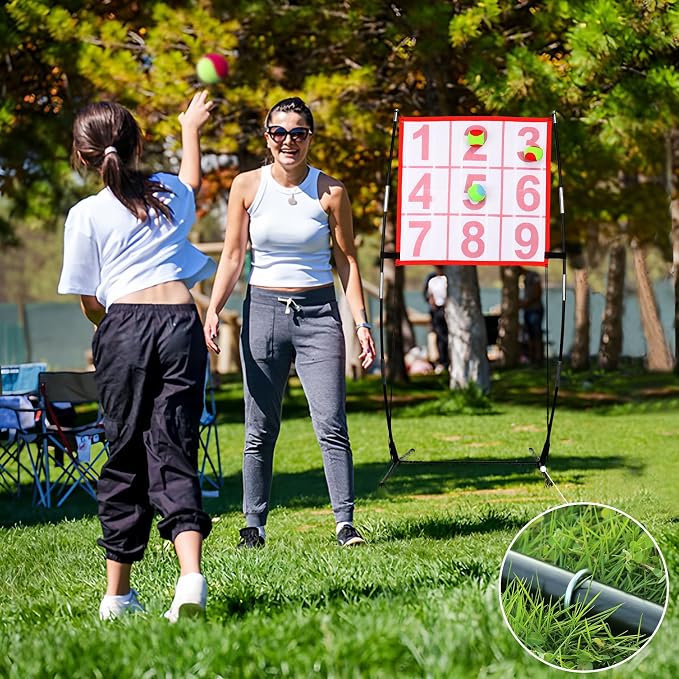 BaseGoal Dart Board, Velcro Target Toss Set with Sticky Balls and Support Frame, Indoor/Sport Outdoor Party Recreation Game, Easy Set Up with Carry Bag