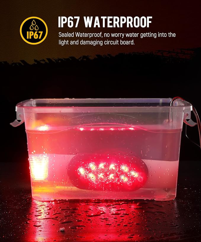Partsam 2pcs Boat Trailer Guide on Post Pipe Light Set, [DOT Approved] [Patented] IP67 Waterproof Boat Trailer Guide Pole Lights for 2-3/8" PVC Pipe, Turn Signal Brake Tail Lights 12V
