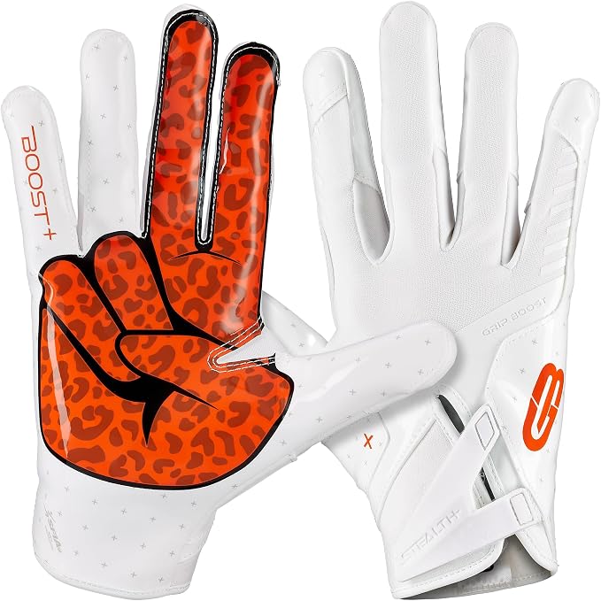 Grip Boost Football Gloves - Peace Stealth 6.0 Boost Plus Sticky Technology - Adult and Youth Football Gloves for Wide Receiver - Men's and Boys Sizes