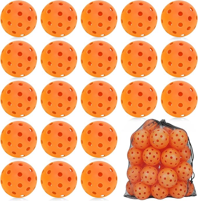 SAYAYA 24/50 Pack Outdoor Pickleball Balls Premium High Visibility Pickleballs Stable Flight & Consistent Bounce 40 Holes Pickle Balls with Mesh Bag for Beginners, Tournaments, Family & Outdoor Play