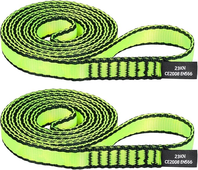 18MM Nylon Climbing Sling Runner - 23KN CE2008/EN566 Certified Outdoor Climbing Webbing for Rock Climbing, Rappelling, Mountaineering, Swing Gear, Outdoor Adventures & Emergency Anchoring