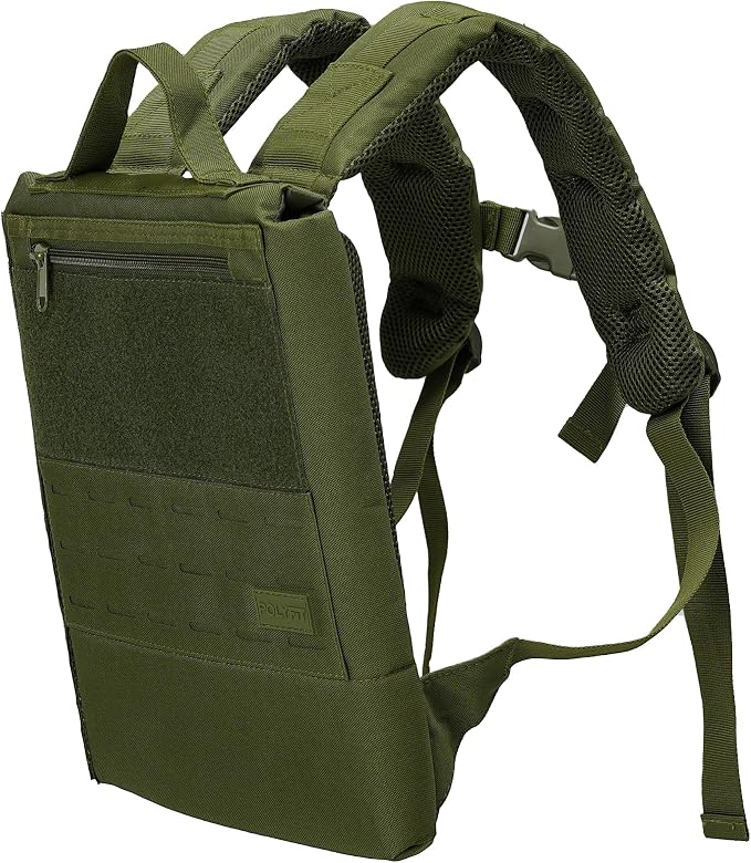 Polyfit Rucking Backpack 2.0 - Weighted Ruck Pack for Weight Plates - Patent Pending Side-Loading Rucksack for Walking, Running, Rucking, Strength and Endurance Training - Green
