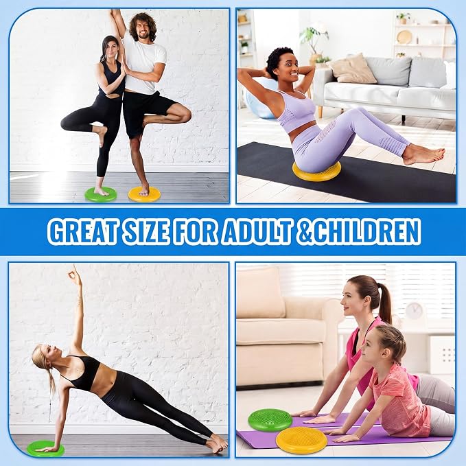 Outus 2 Pcs Balance Disc Inflated Wobble Cushion for Sensory Kids 13. 4 Inch Wiggle Seat Flexible Seating with Hand Pump for Kids Men Women Classroom Exercise Office Home Chair