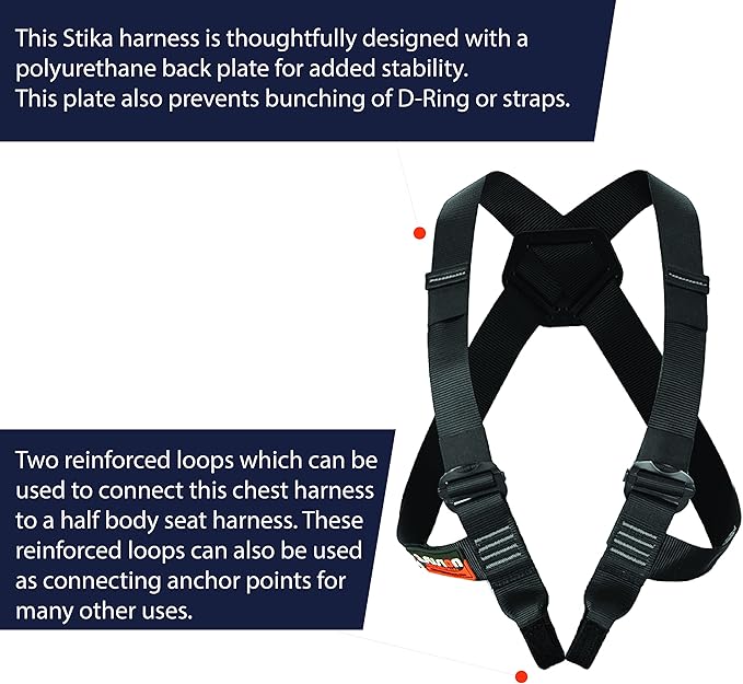 Fusion Chest Harness Climb Stika - (5,000 LBS Rated) Heavy Duty Chest Harness for Hiking, Tree Climbing, Ziplining, Rock Climbing, Rappelling