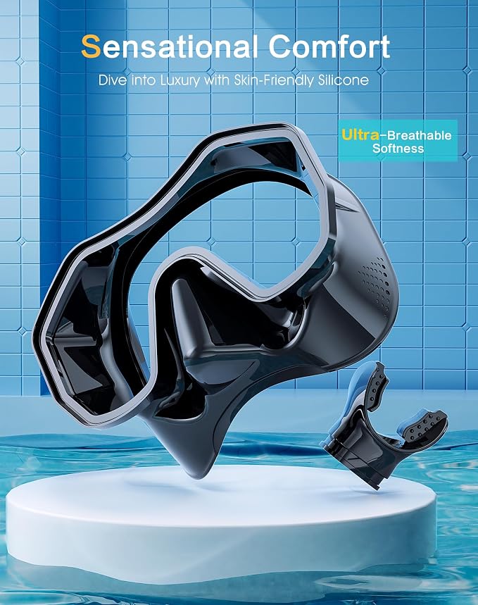 Snorkeling Gear for Adults Kids, Dry-Top Snorkel Set, 180°Panoramic Wide View Diving Mask Breathing Freely Snorkel Mask for Snorkeling Scuba Diving Swimming Travel
