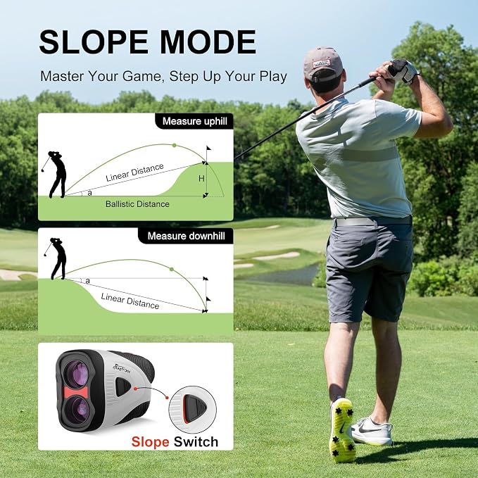 Golf Rangefinder with Slope & Magnet, 1000Y/1300Y Range Finder Golf, 6X Zoom, HD LCD, Flag Lock & Vibration, Rechargeable, Golf Accessories for Men