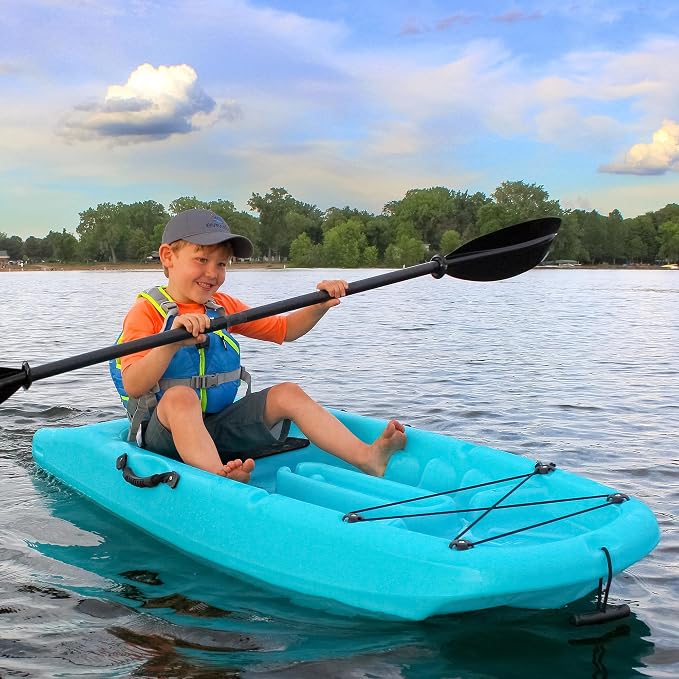 Evrwild Kids 6.5ft Kayak with Paddle, Lightweight Premium & Stable, 3-Level Footrest, Sit On Top for Youth to Teen Up to 130lbs