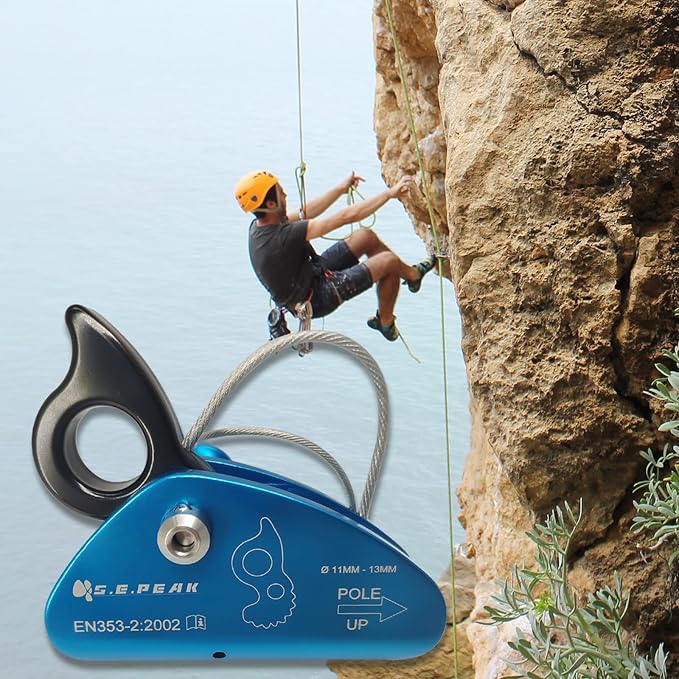 Detachable Climbing Ascender 15kN Rope Grab Ascender, Flip Line Adjuster, Fall Protection Belay Device for Rock Climbing,Tree Arborist/Fit for 11~13 MM Rope