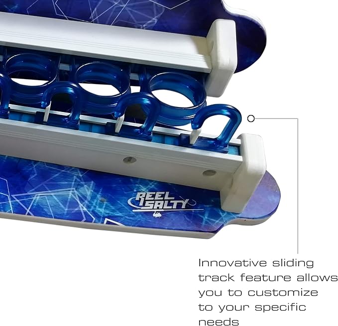 Rush Creek Creations Reel Salty Waterproof Offshore/Inshore Fishing Rod Holder for 10 Saltwater Fishing Poles + Fishing Gear & Fishing Accessories Perfect for Garage Organization & Wall Storage