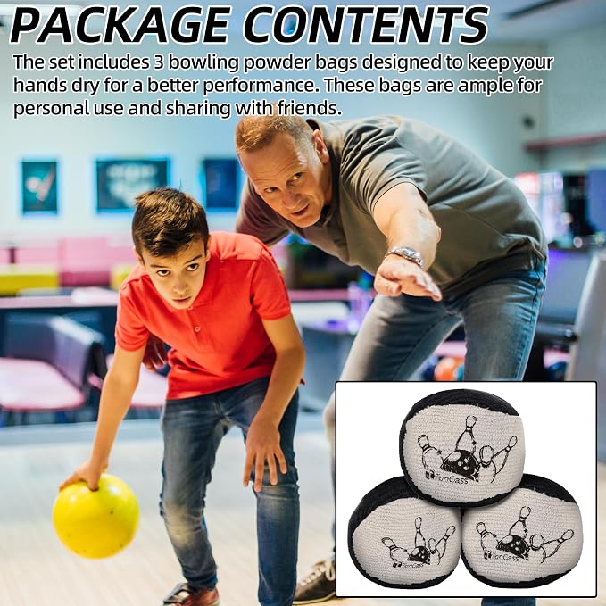 TonGass Microfiber Ultra Dry Bowling Grip Ball, Microfiber Bowling Grip Bags, Bowlings Powder Bag for Hands Use - Black & Grey