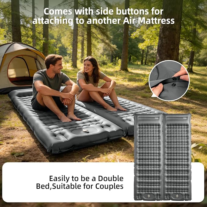 HiiPeak Ultralight Camping Sleeping Pad, 12cm Thickened Sleeping Mat with Pillow and Built-in Foot Pump,Inflatable Camping Air Mattress for Camping, Backpacking, Hiking, Tent Trap Traveling