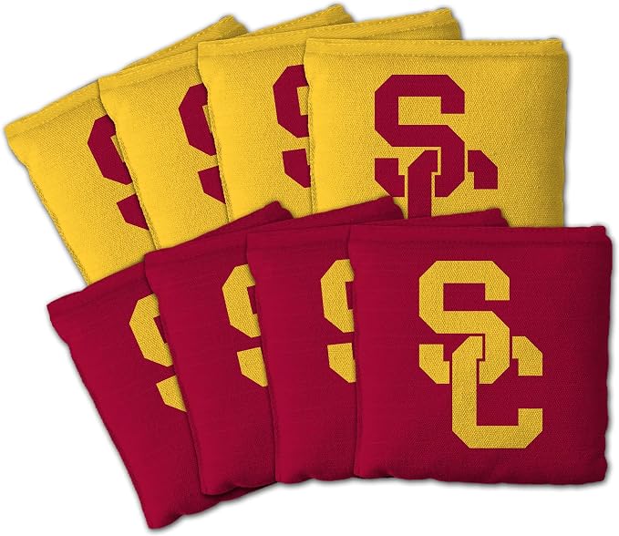 YouTheFan Officially-Licensed NCAA Set of 8 Cornhole Bags - All Weather Dual Sided Slide & Stop - Regulation Size with Carry case