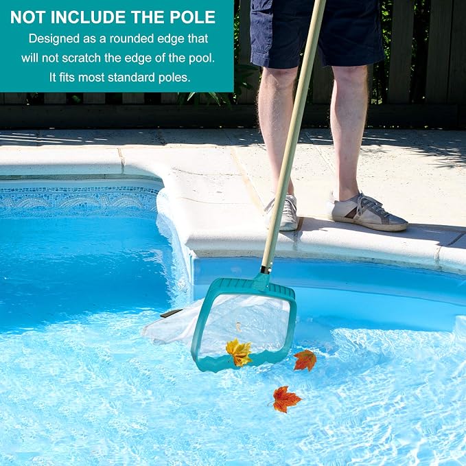 POOLWHALE Pool Skimmer Rake Fine Mesh Net with 12FT Telescopic Aliminum Pool Pole