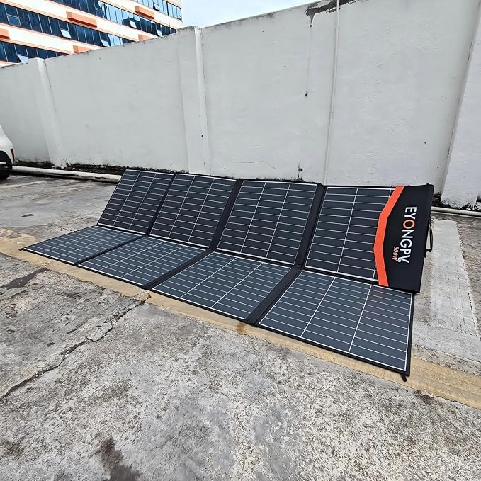 EYONGPV 500W Portable Solar Panel, 26% HPBC Cells, Foldable Solar Charger, 15ft (4.5m) Cable, 30A Anderson Output, IP65 Waterproof for RV Camping, for EcoFlow, Anker, Jackery, Bluetti Power Station