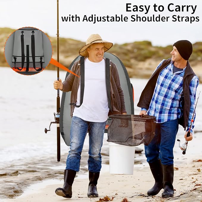 Fishing Float Tube with Adjustable Backpack Straps, Storage Pockets, Fish Ruler, Fly Fishing Boat with Pump, Oar, Rod Holder and Mount, Fins, 350LBS Load Bearing Capacity, FT003