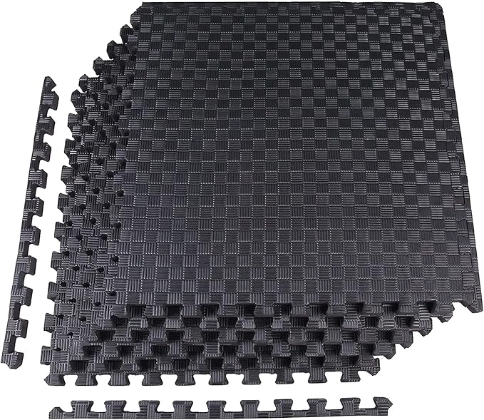 BalanceFrom Puzzle Exercise Mat with EVA Foam Interlocking Tiles for MMA – Exercise – One Inch Thick, 24 Square Feet – Black