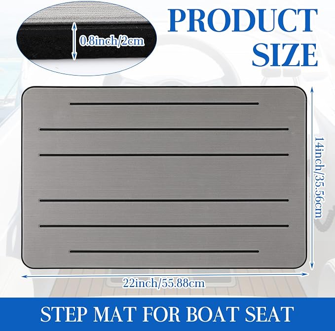 Tinideya 20mm Thick Non-Slip Helm Station Pad 22 x 14 Inches EVA Boat Helm Pad Mat Gray Chair Anti-Skid Cushion Protects Boat Seats Upholstery from Rips, Dirt Wear from Stepping on Seats