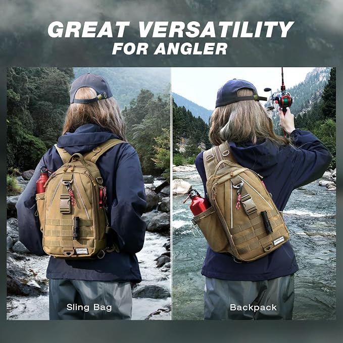 Ghosthorn Fishing Backpack Waterproof Tackle Bag Sling Bag Gift