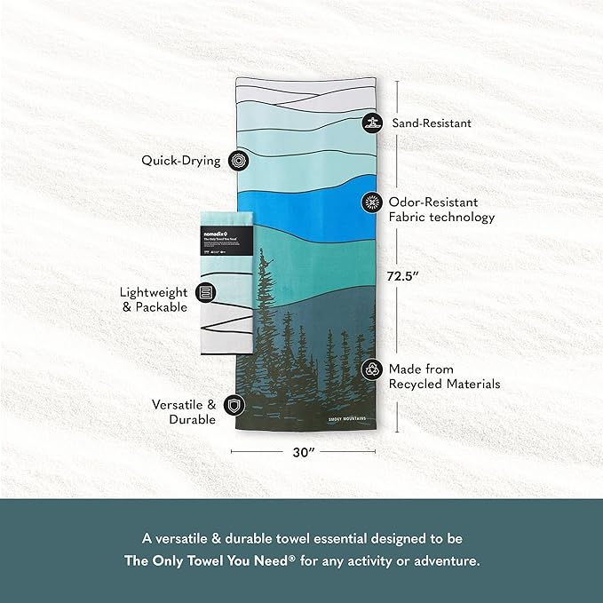 Nomadix Original Towel - National Parks- Perfect for Beach, Pool, Travel, Camping, Yoga - Made with Recycled Materials - Super Absorbent - Sand Resistant