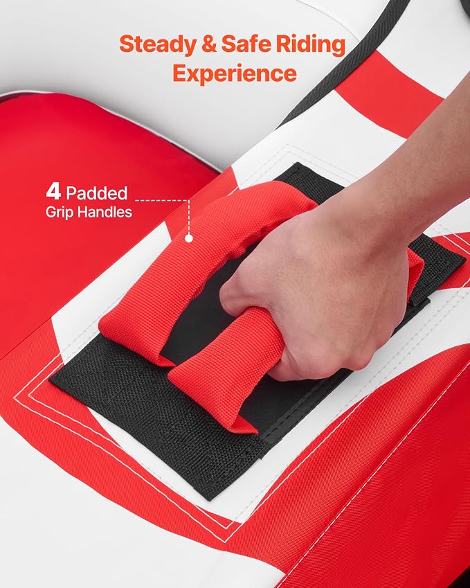 VEVOR Towable Tubes for Boating, 2-Rider Inflatable Boat Tubes and Towables, 340 lbs Capacity Water Sport Tubes for Boat to Pull - with 2 Cockpits, Full Nylon Cover, Padded Grab Handles & Safety Valve